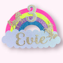 Load image into Gallery viewer, Rainbow & Clouds 3d Topper