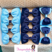 Load image into Gallery viewer, Navy and light Blue School Bows
