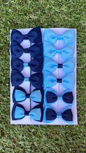 Load image into Gallery viewer, Navy and light Blue School Bows
