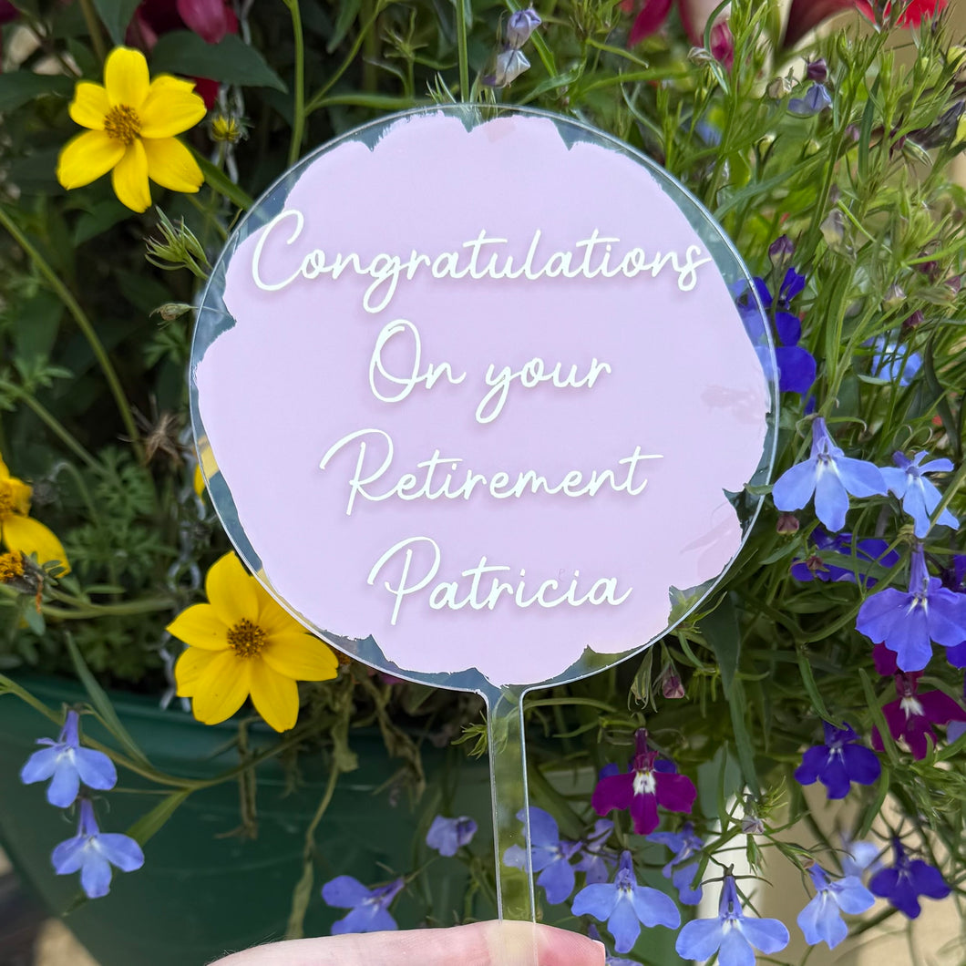Retirement Acrylic Cake Topper