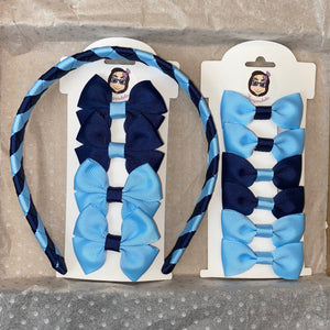 Navy and light Blue School Bows