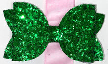 Load image into Gallery viewer, Green glitter bow
