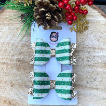 Load image into Gallery viewer, Green &amp; white stripes with glitter
